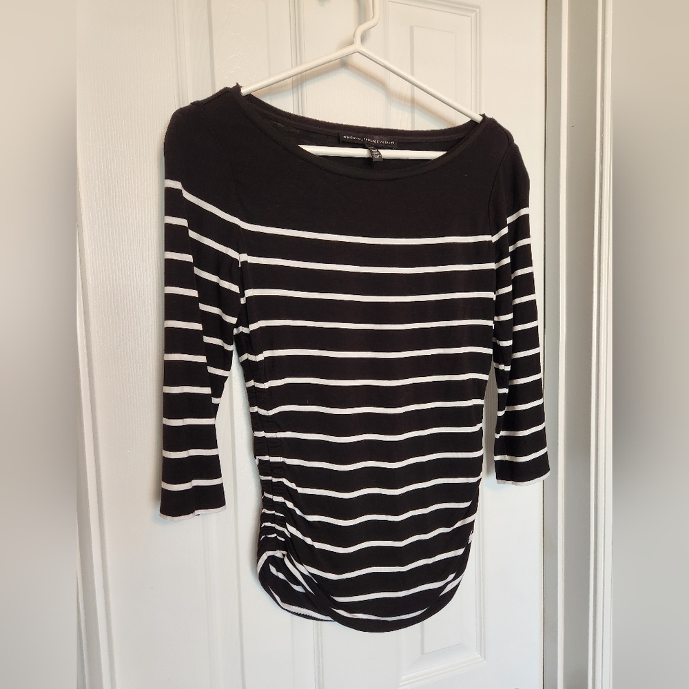 Black and White Striped Women's Top